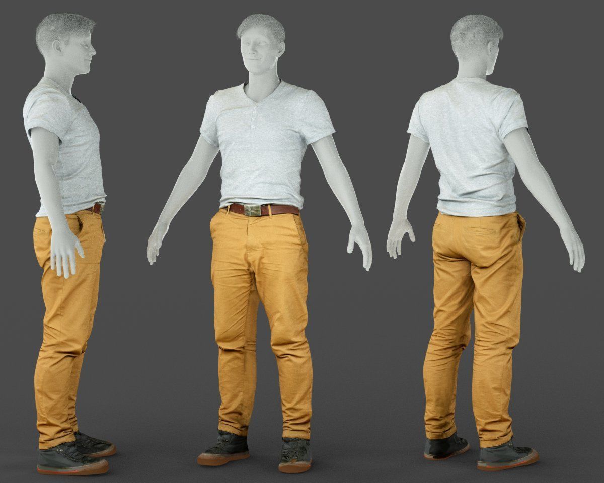 Male Casual Outfit 27 Tshirt Pants Shoes Low-poly 3D model_6