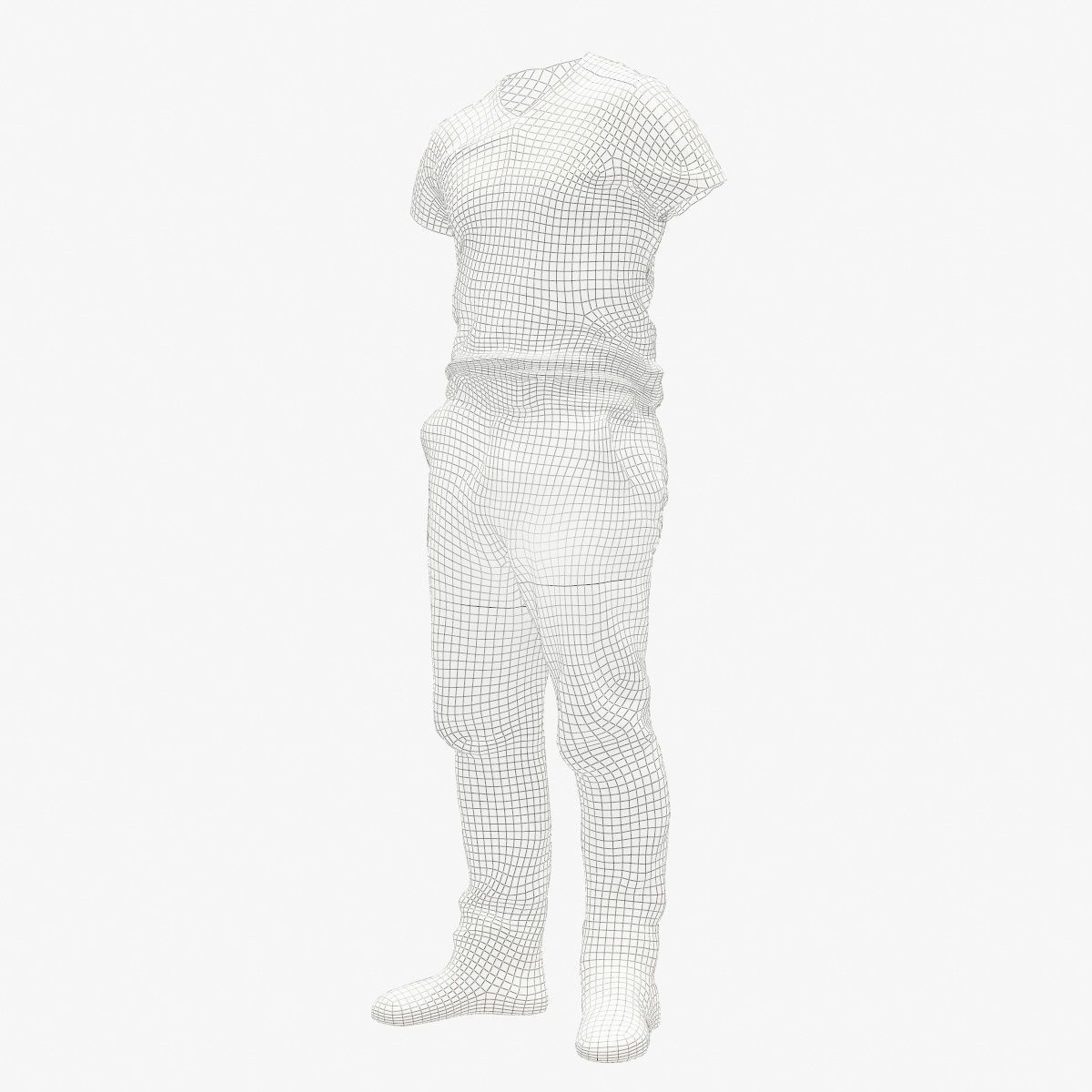 Male Casual Outfit 27 Tshirt Pants Shoes Low-poly 3D model_9