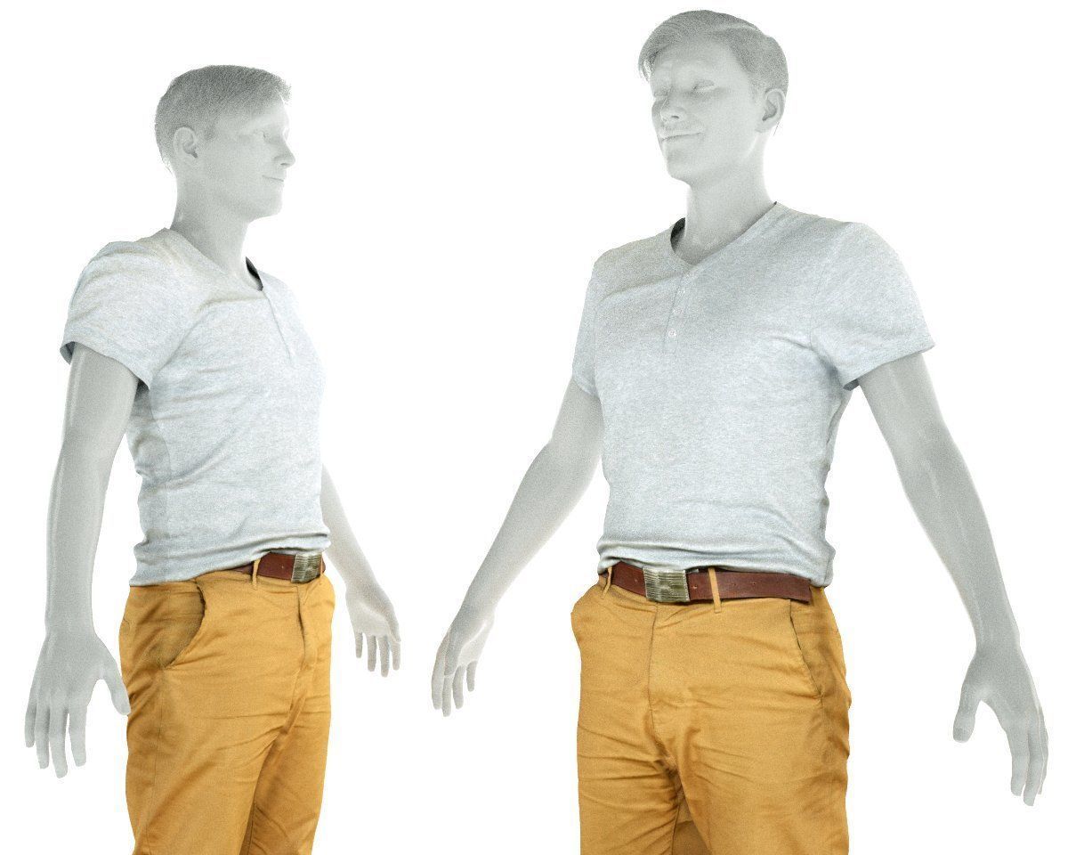 Male Casual Outfit 27 Tshirt Pants Shoes Low-poly 3D model_1