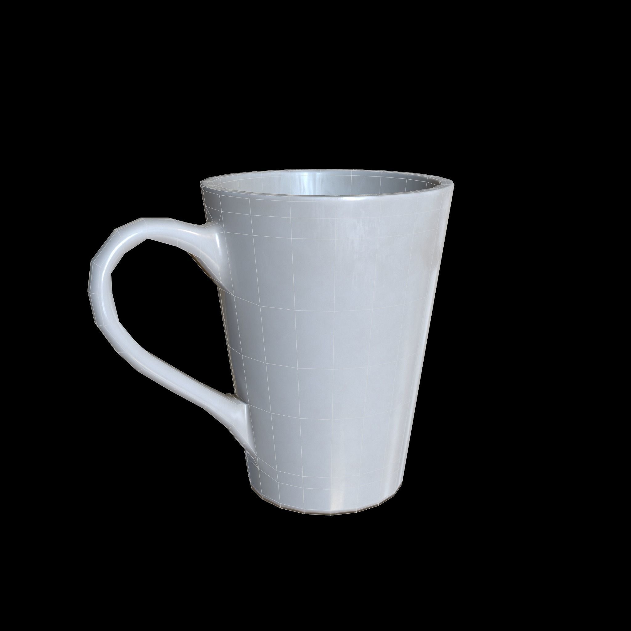 used coffee mug Low-poly 3D model_2