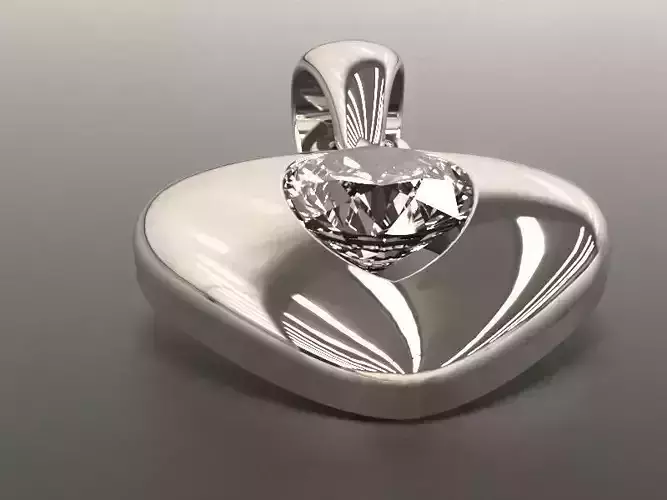 Heart shape pendant with gem 3D print model
