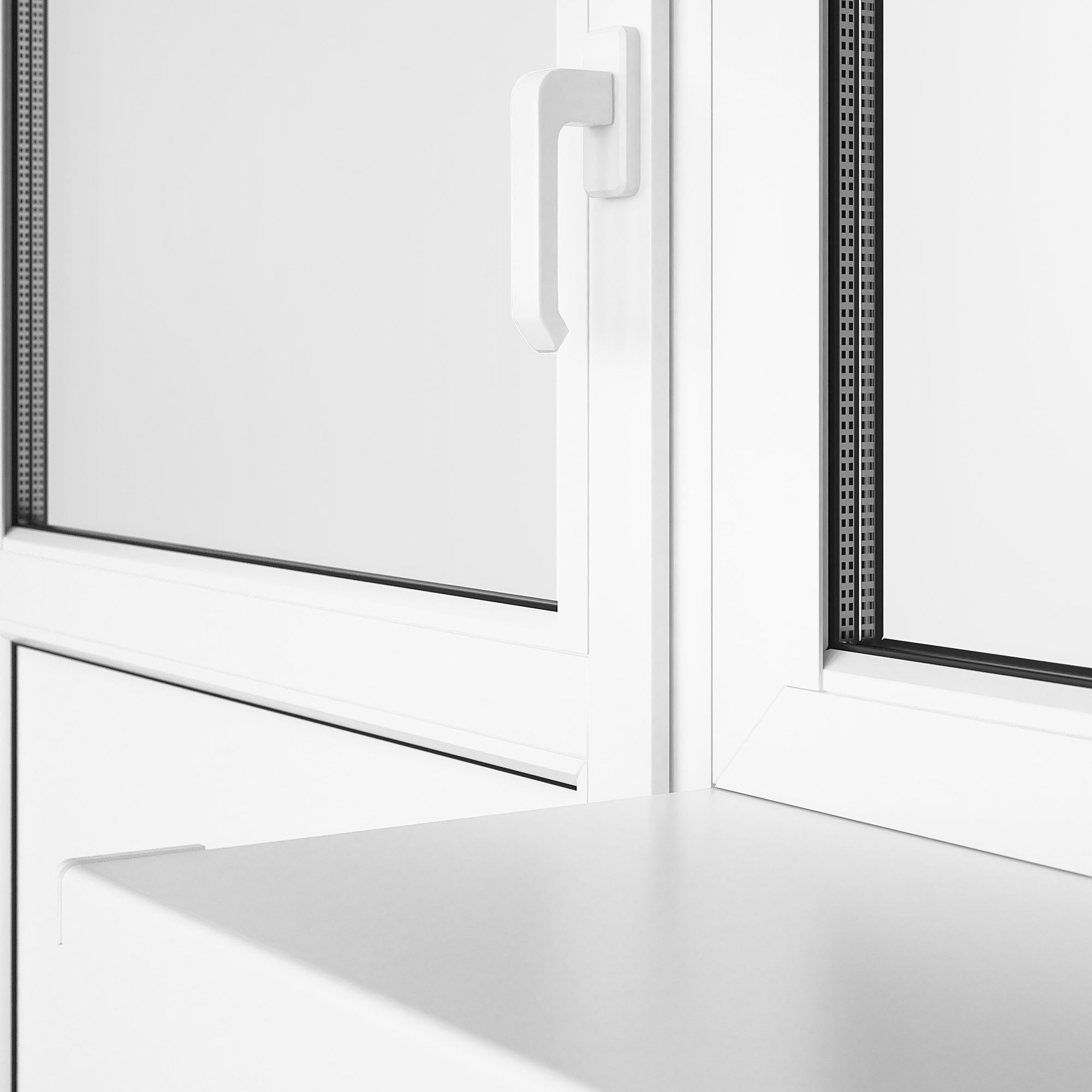 Windows window with two and radiator 3D model_4