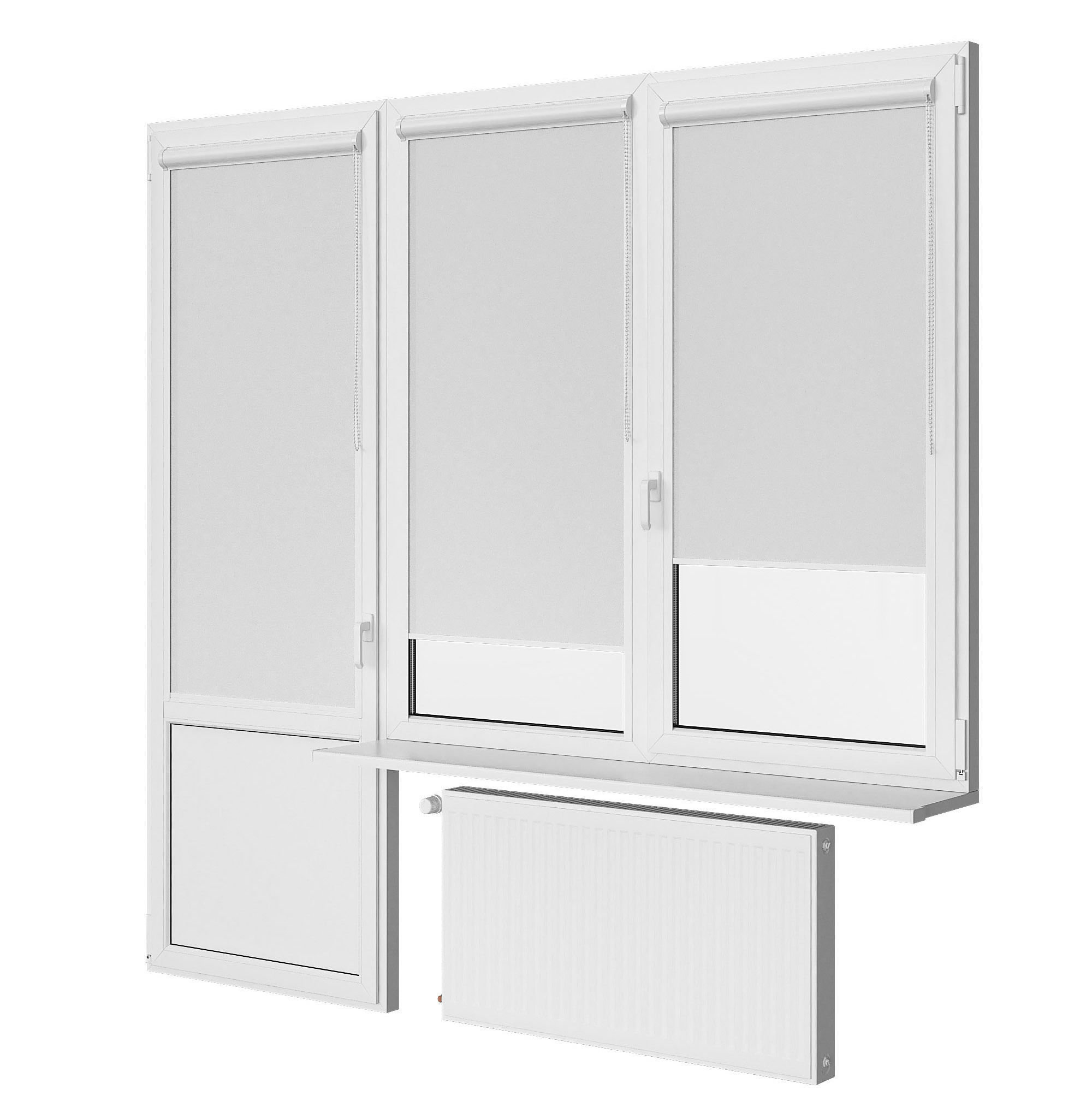 Windows window with two and radiator 3D model_3