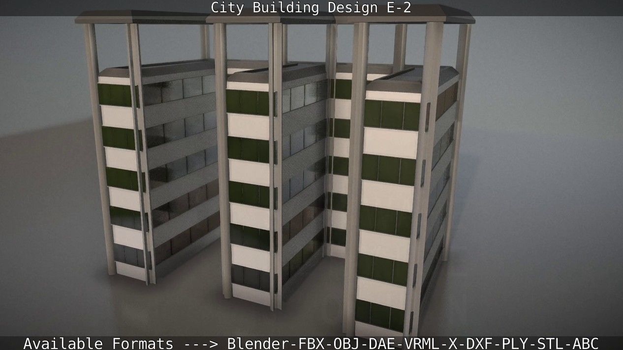 City Building Design E-2  Low-poly 3D model_74