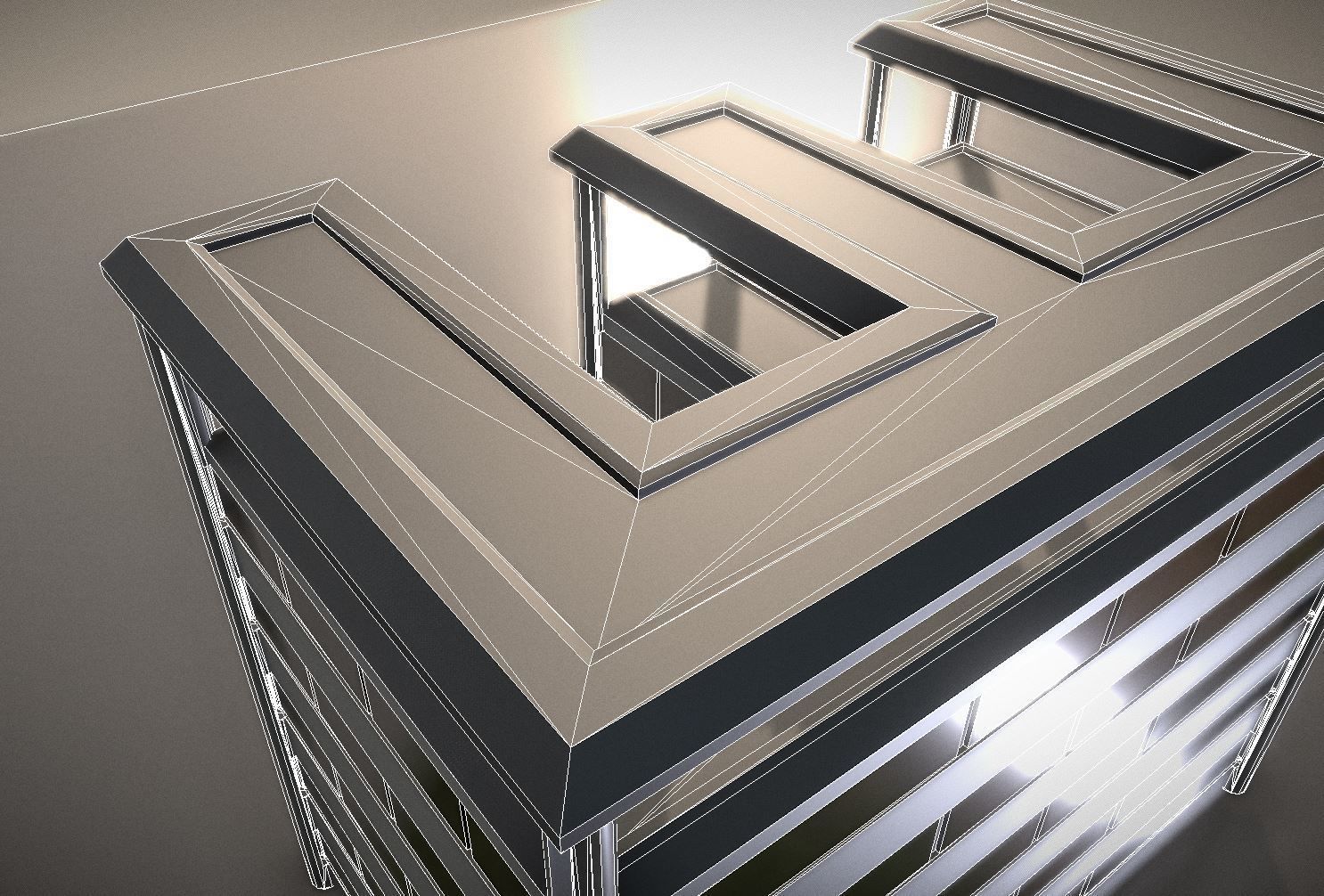 City Building Design E-2  Low-poly 3D model_12