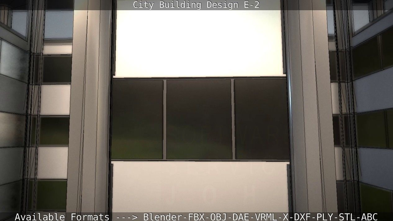 City Building Design E-2  Low-poly 3D model_52