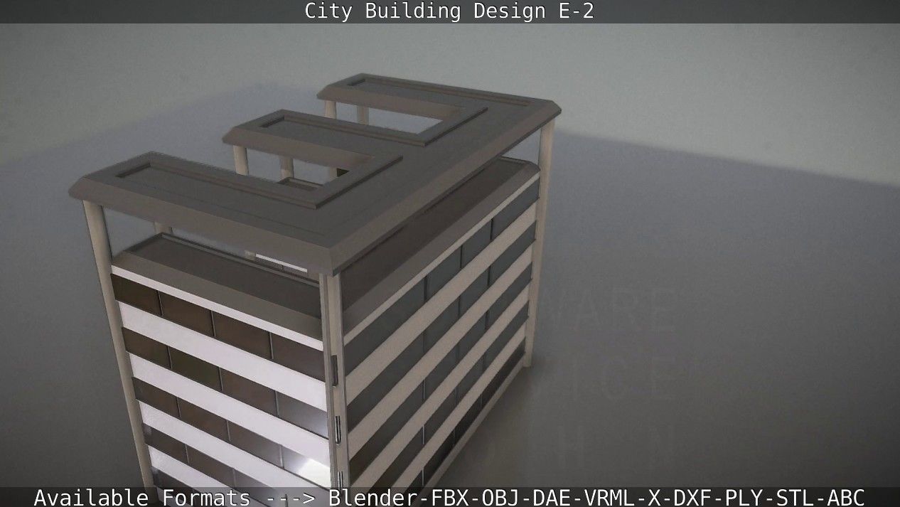 City Building Design E-2  Low-poly 3D model_25
