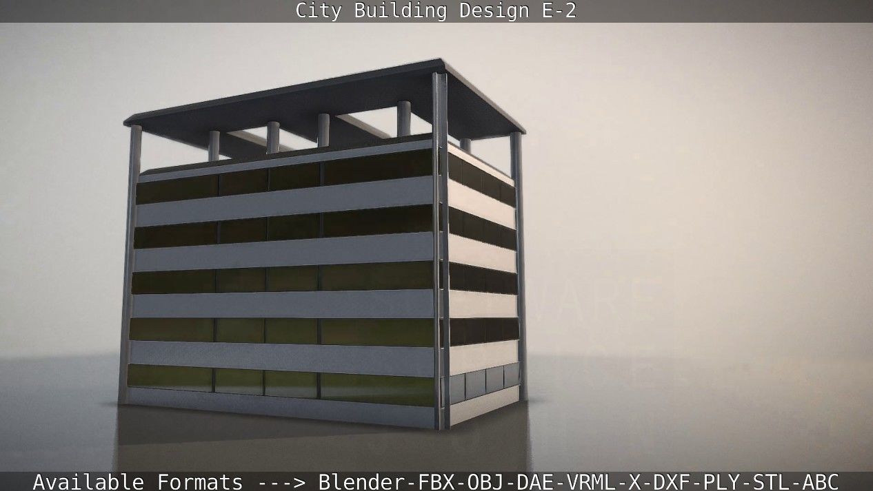 City Building Design E-2  Low-poly 3D model_22