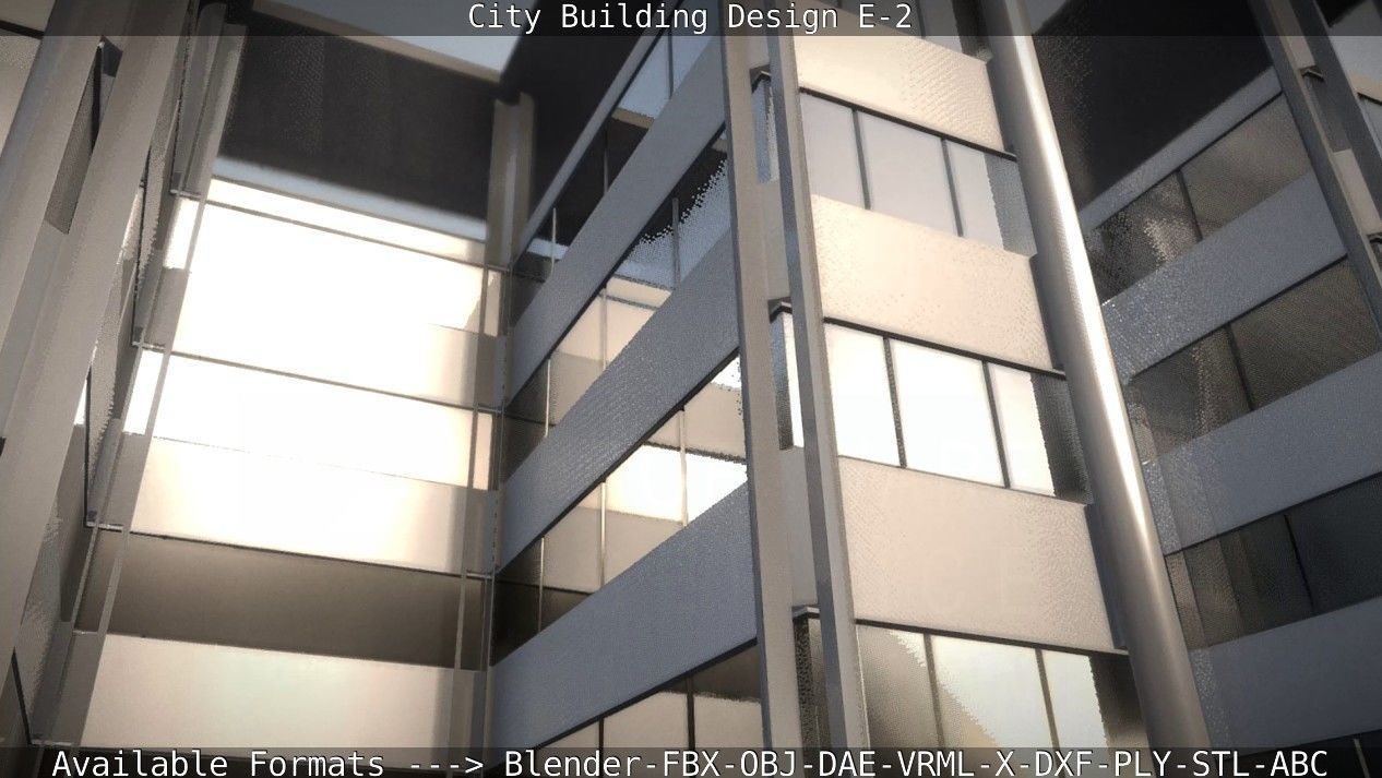 City Building Design E-2  Low-poly 3D model_82