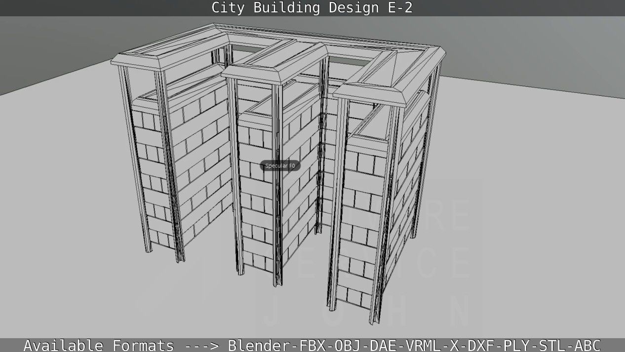 City Building Design E-2  Low-poly 3D model_70