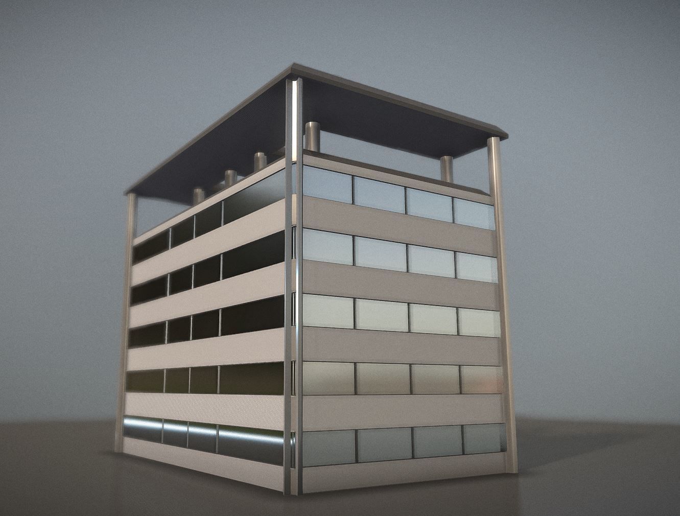 City Building Design E-2  Low-poly 3D model_8