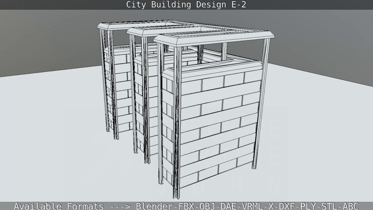 City Building Design E-2  Low-poly 3D model_60