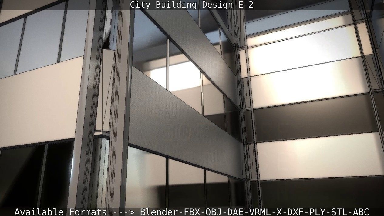 City Building Design E-2  Low-poly 3D model_45