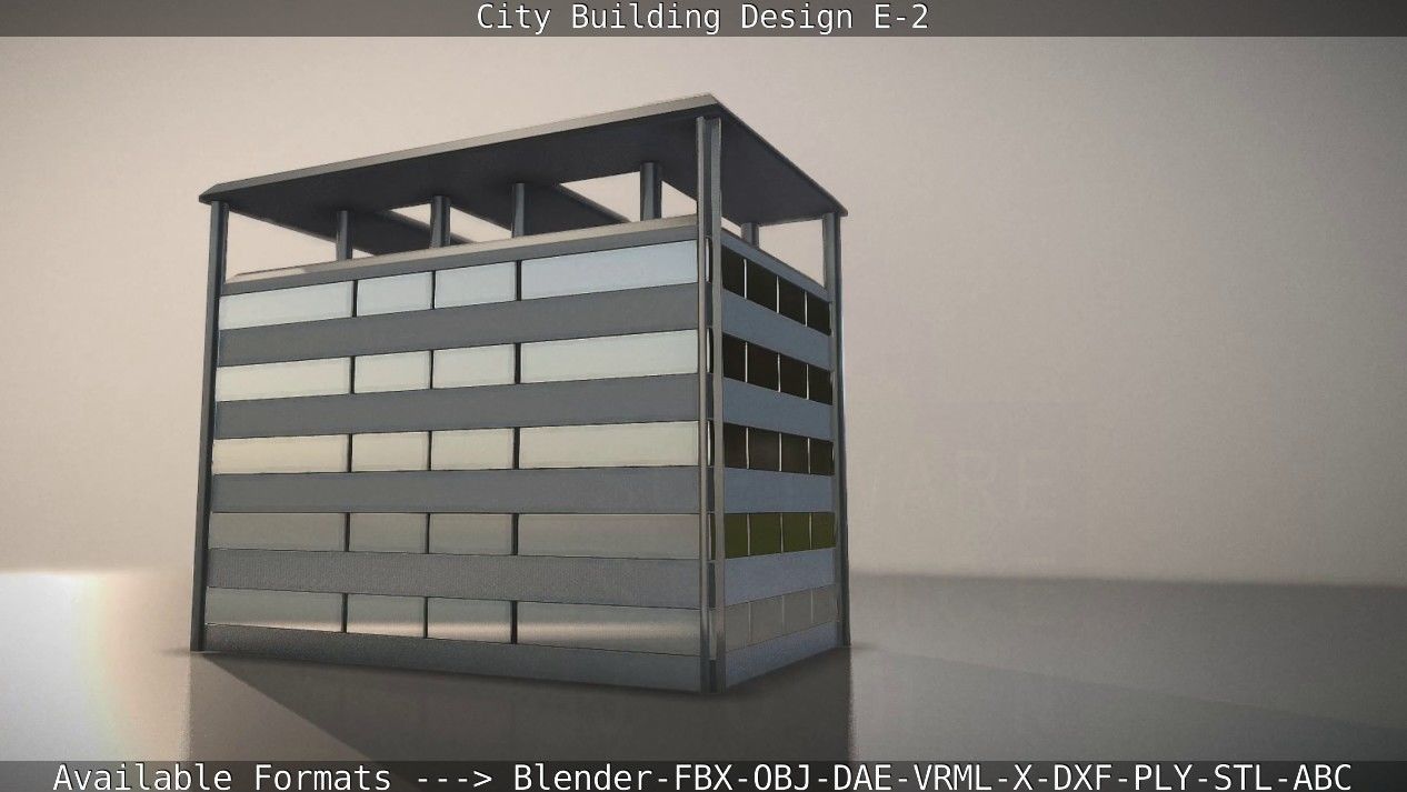 City Building Design E-2  Low-poly 3D model_23