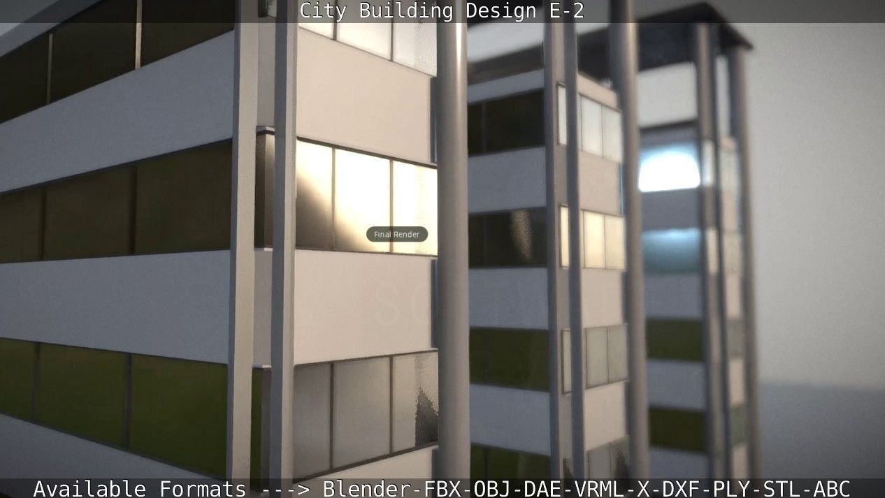 City Building Design E-2  Low-poly 3D model_80
