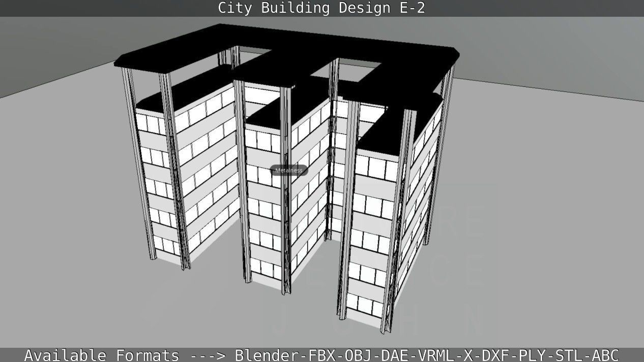City Building Design E-2  Low-poly 3D model_69