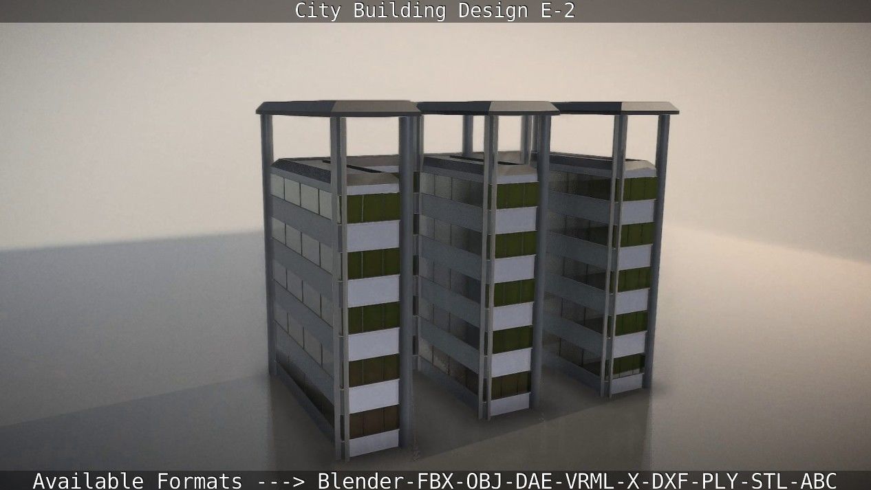 City Building Design E-2  Low-poly 3D model_16