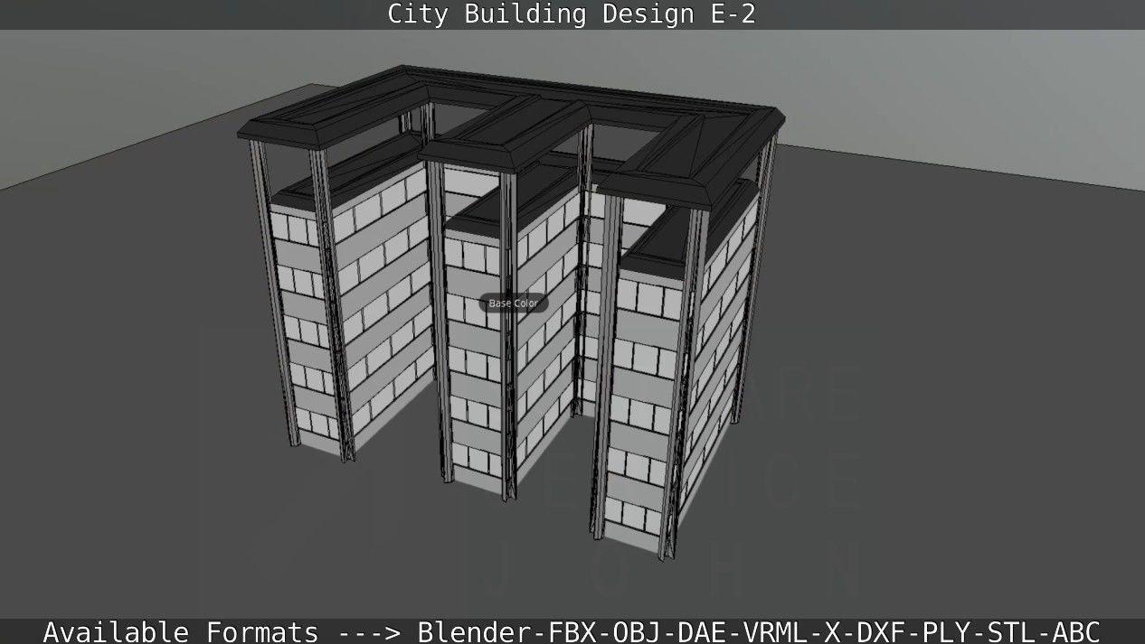 City Building Design E-2  Low-poly 3D model_64