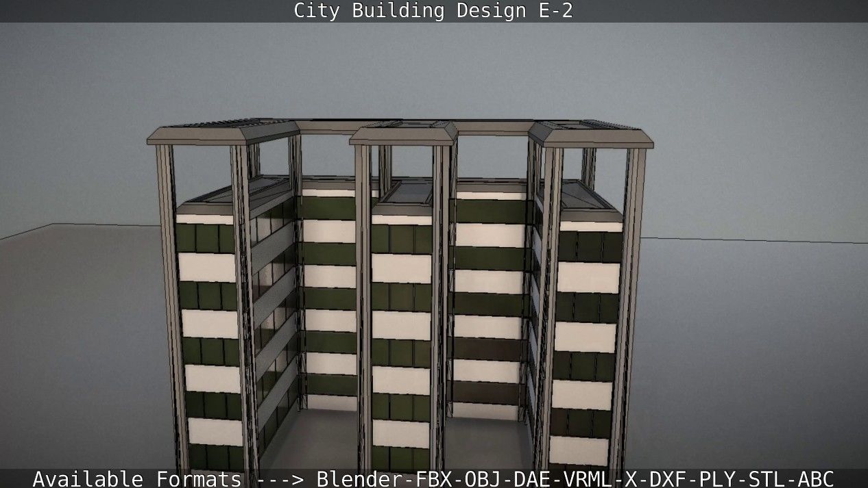 City Building Design E-2  Low-poly 3D model_92