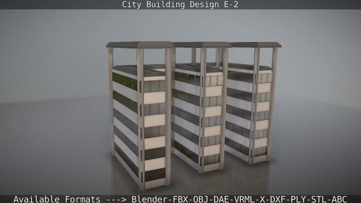 City Building Design E-2  Low-poly 3D model_18