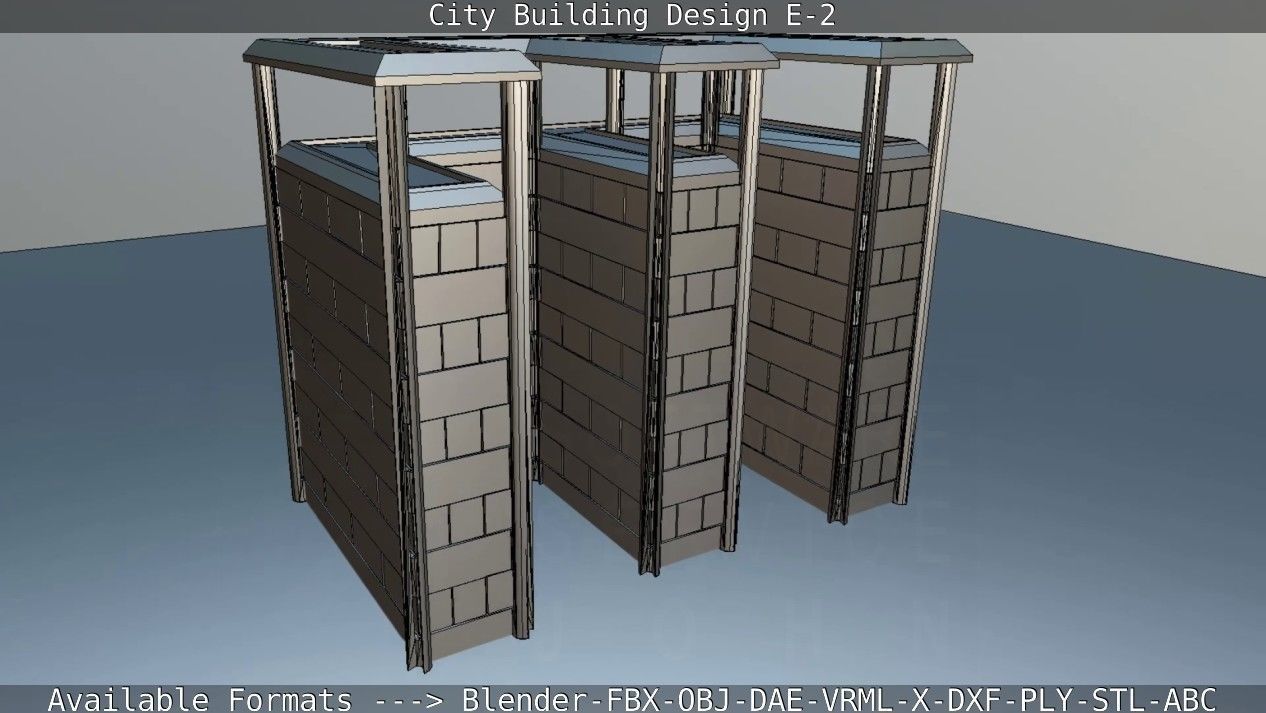 City Building Design E-2  Low-poly 3D model_57