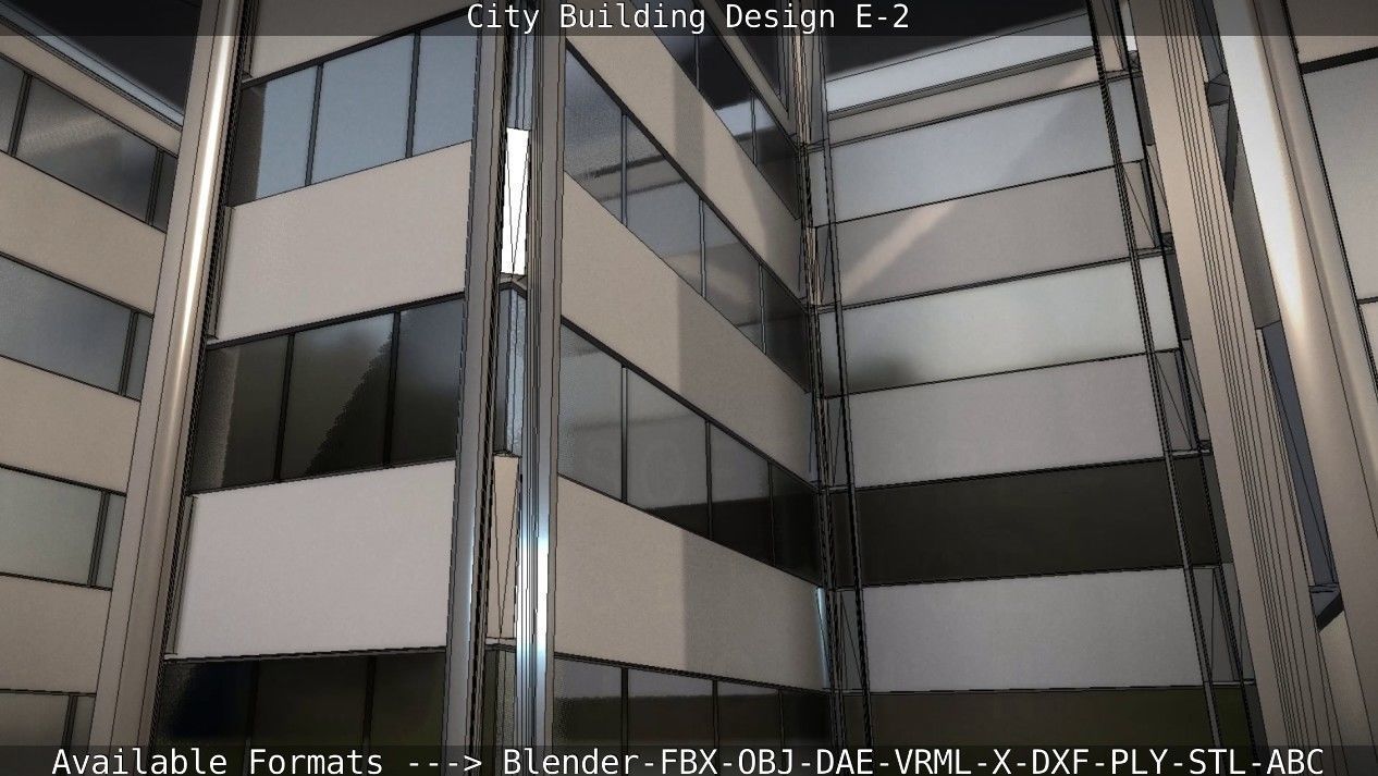City Building Design E-2  Low-poly 3D model_40
