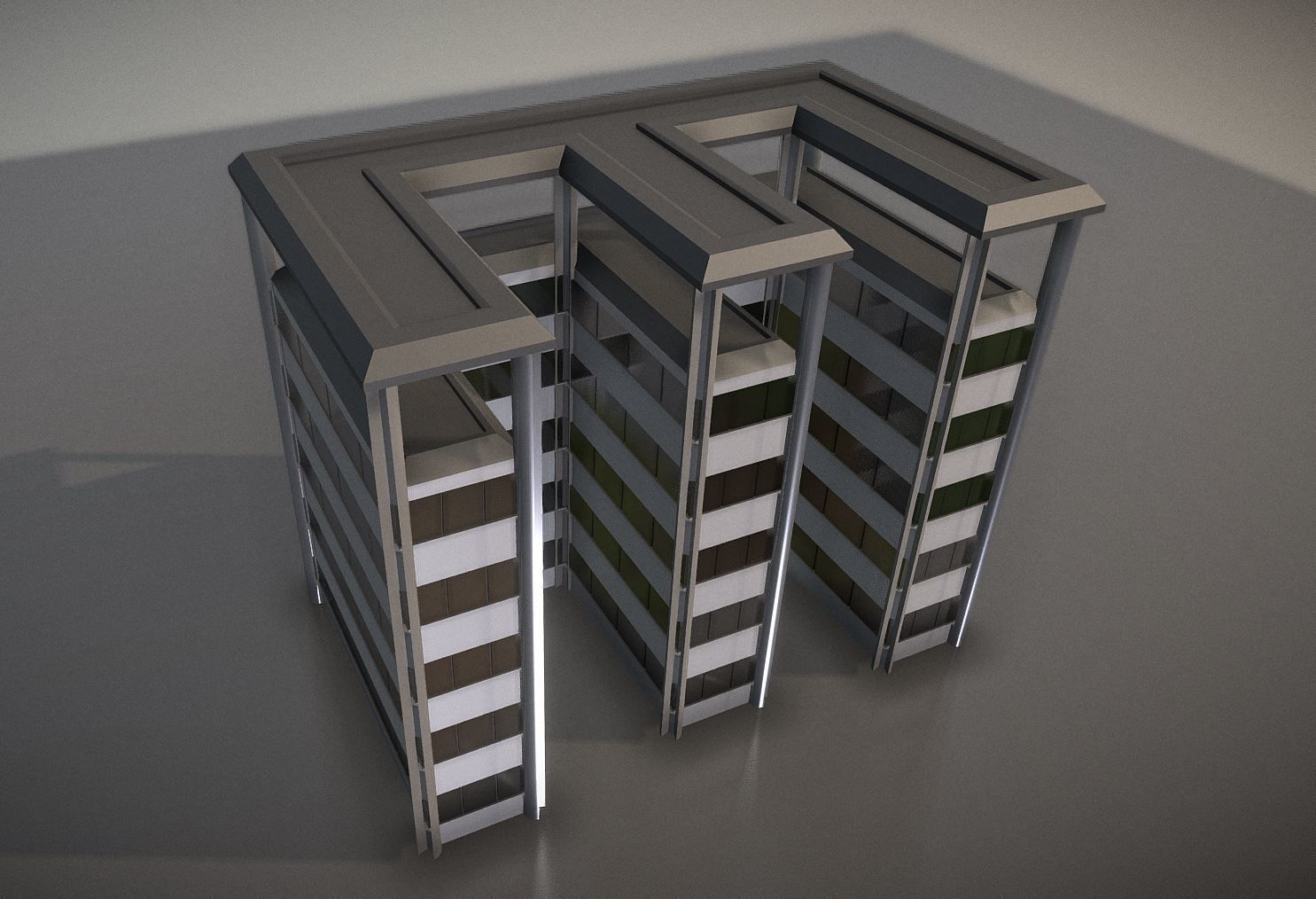 City Building Design E-2  Low-poly 3D model_9