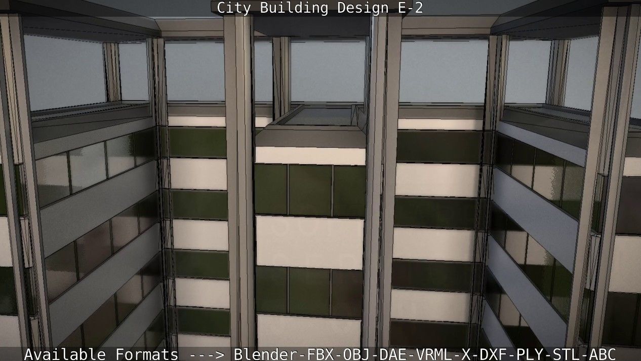 City Building Design E-2  Low-poly 3D model_91