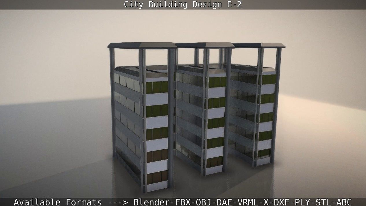 City Building Design E-2  Low-poly 3D model_19