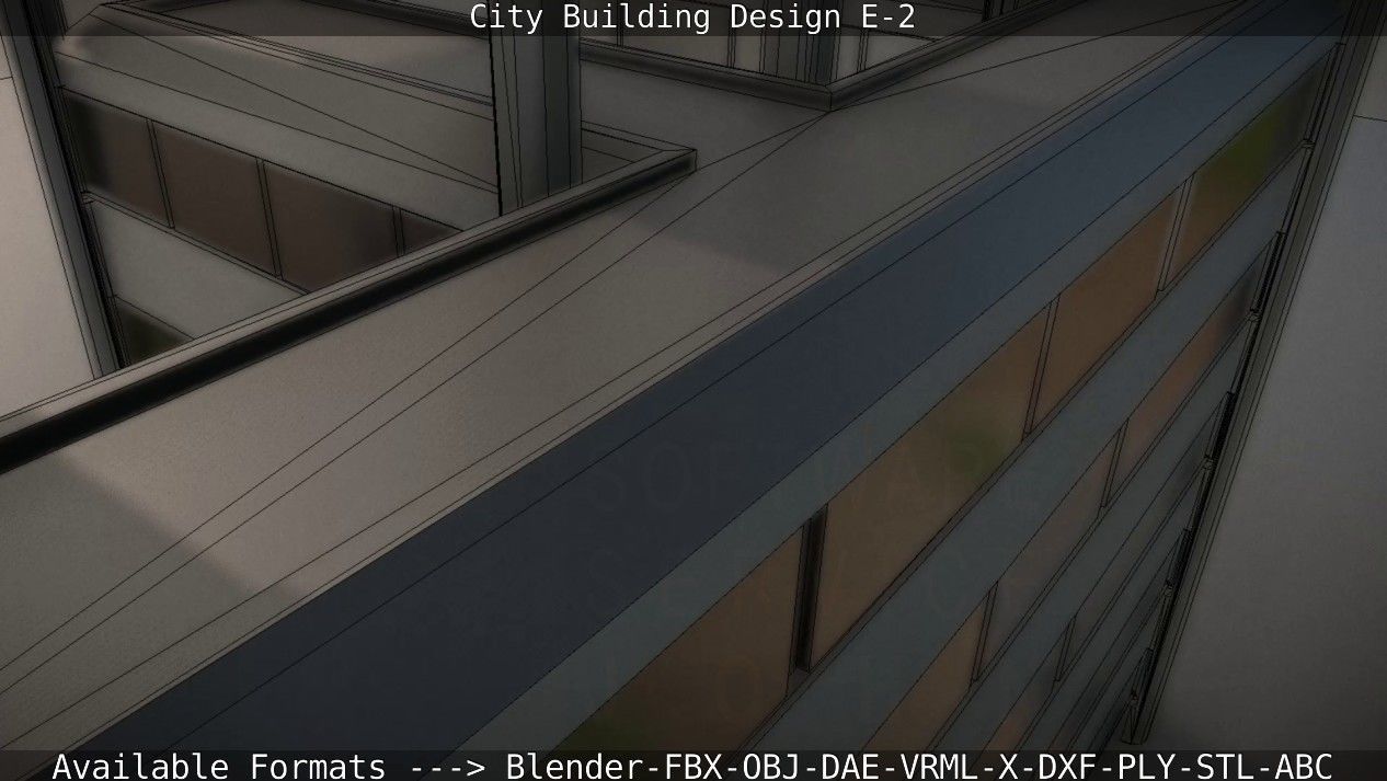 City Building Design E-2  Low-poly 3D model_48