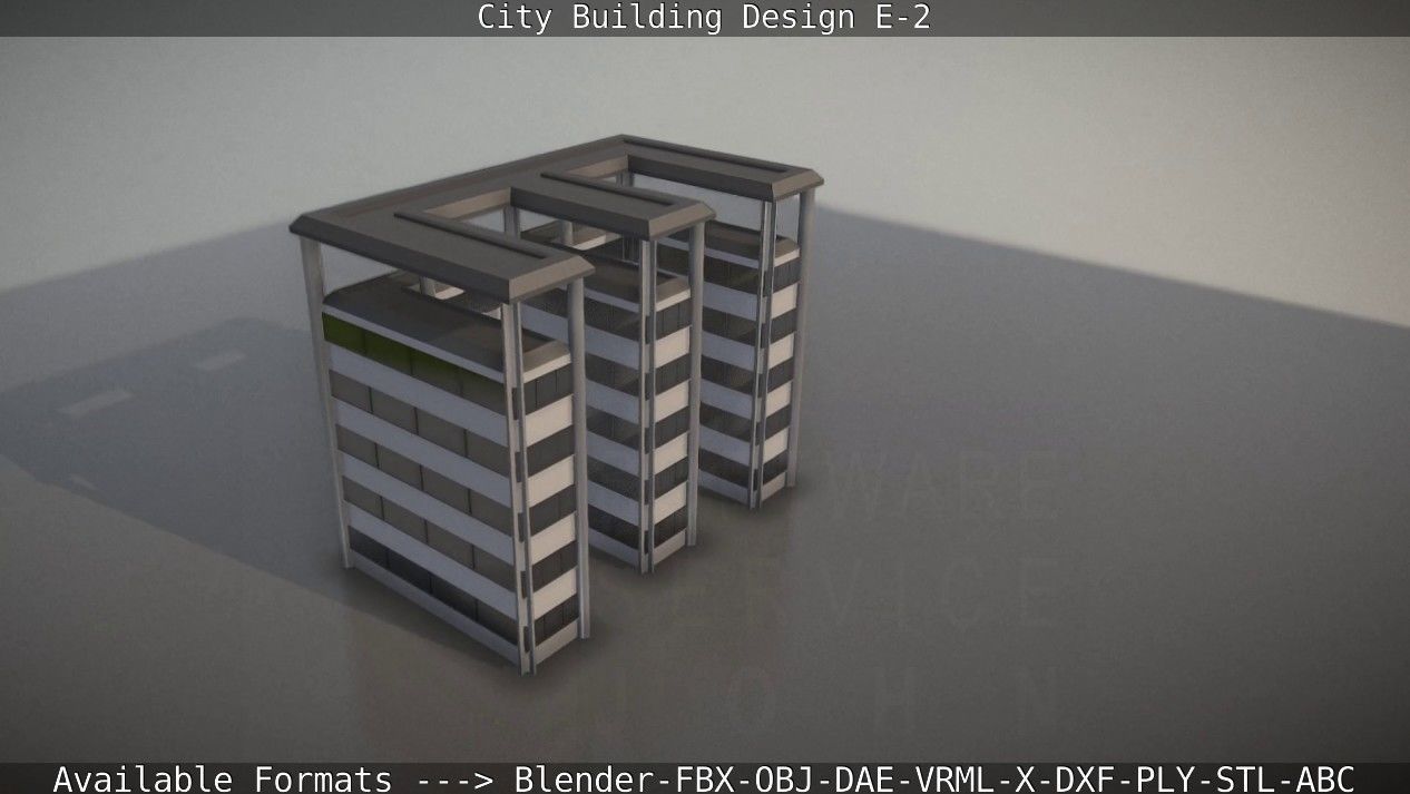City Building Design E-2  Low-poly 3D model_33