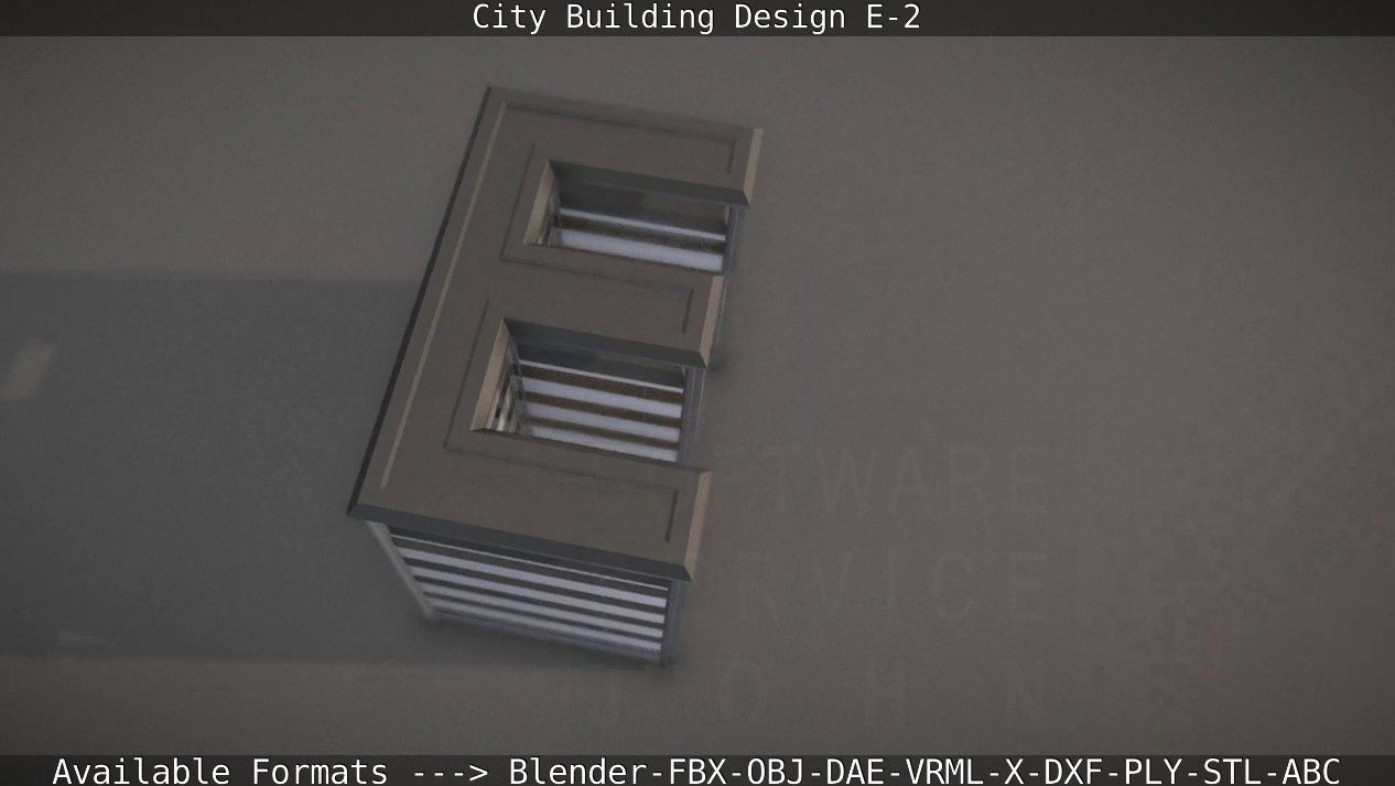 City Building Design E-2  Low-poly 3D model_32