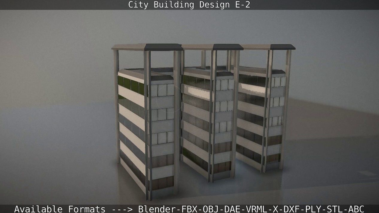 City Building Design E-2  Low-poly 3D model_17