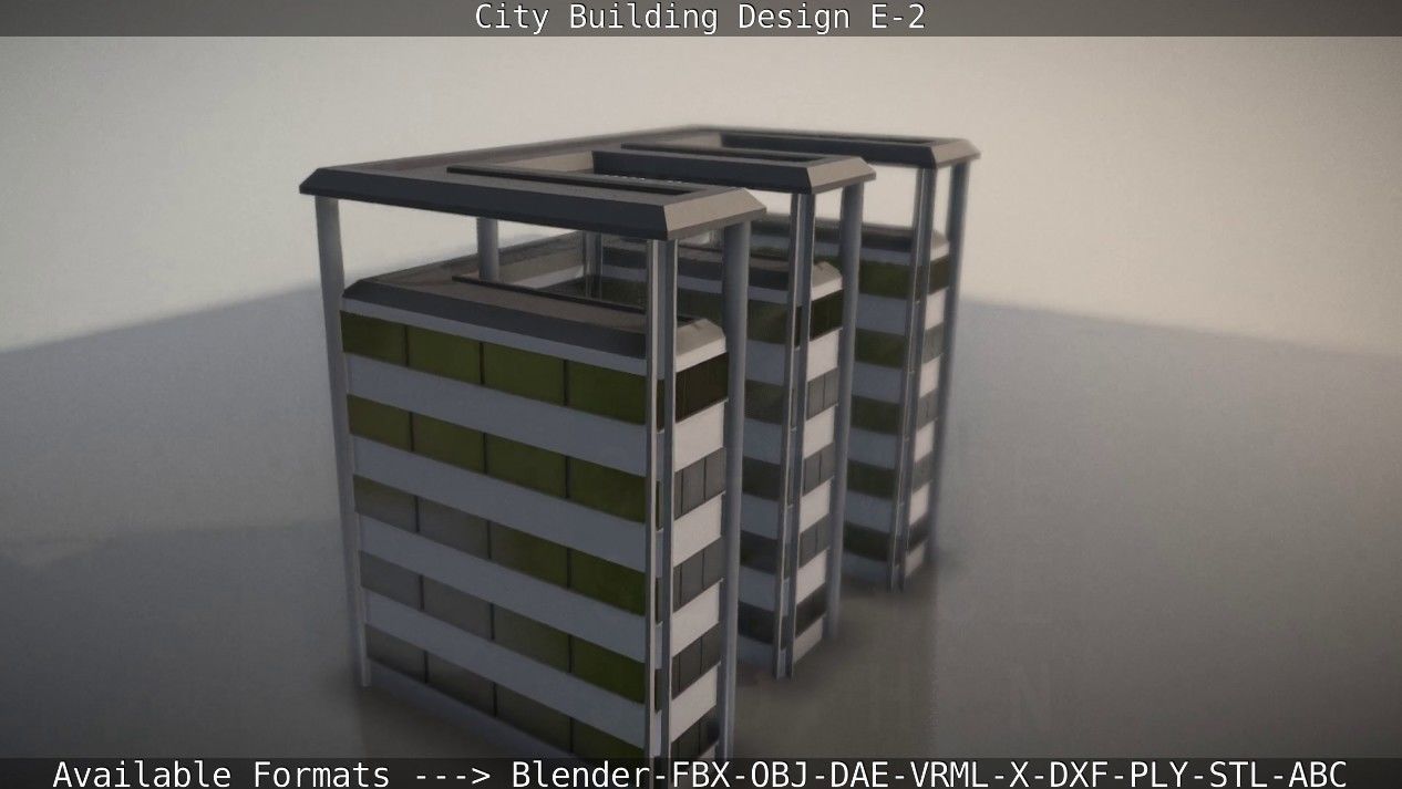 City Building Design E-2  Low-poly 3D model_35