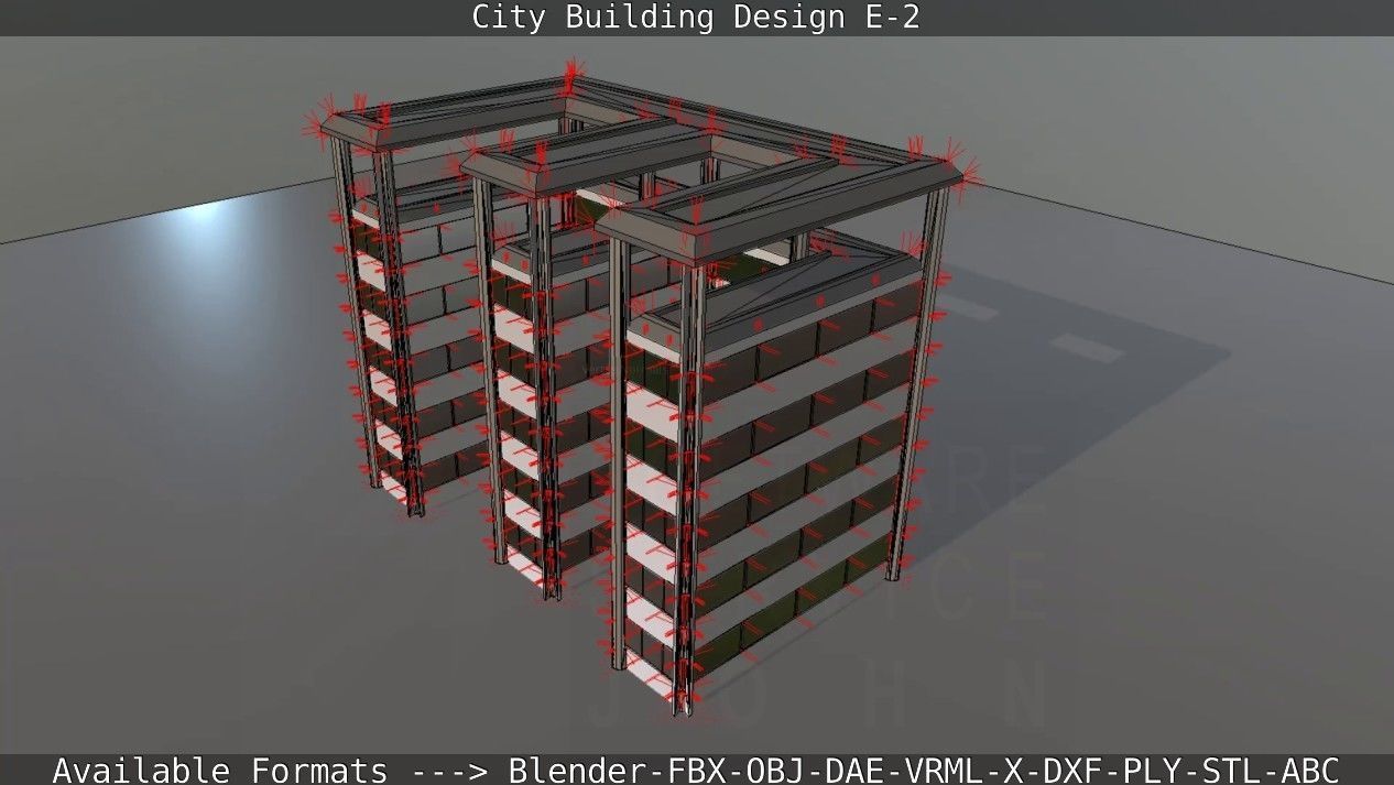 City Building Design E-2  Low-poly 3D model_63
