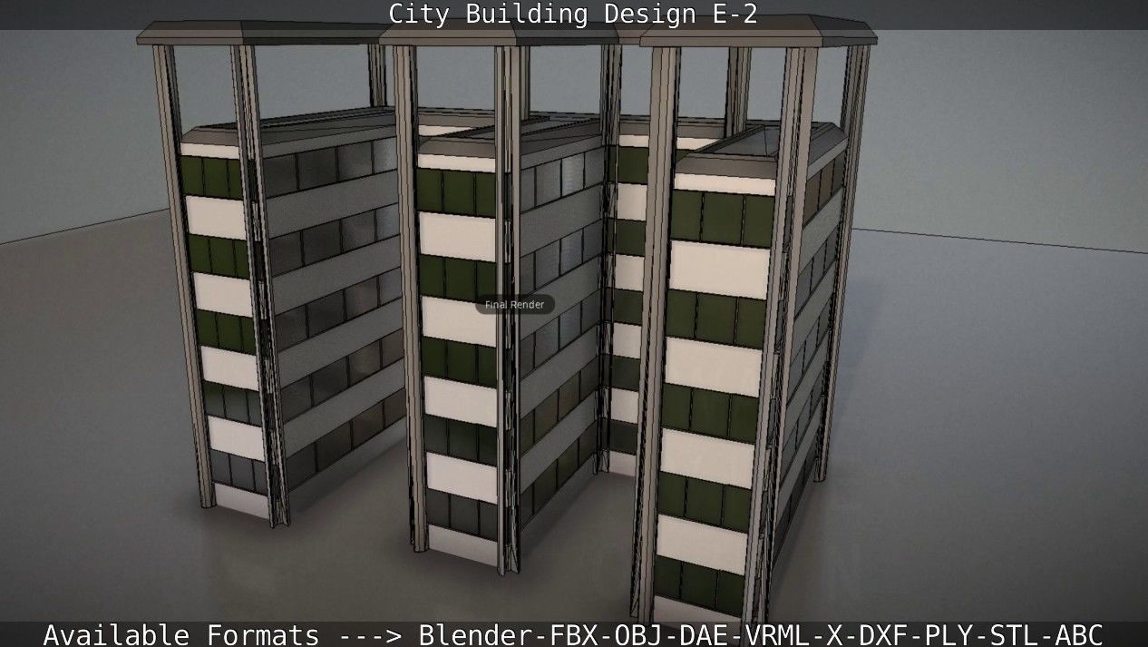 City Building Design E-2  Low-poly 3D model_72