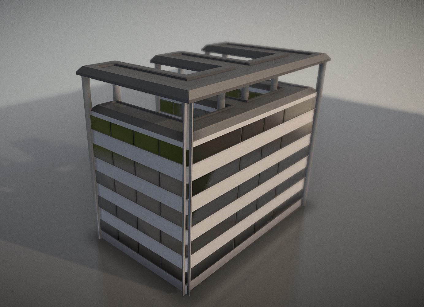 City Building Design E-2  Low-poly 3D model_4