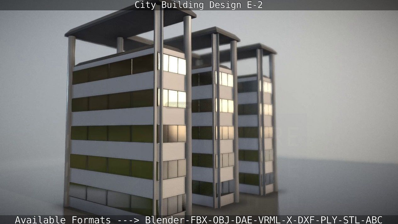 City Building Design E-2  Low-poly 3D model_79