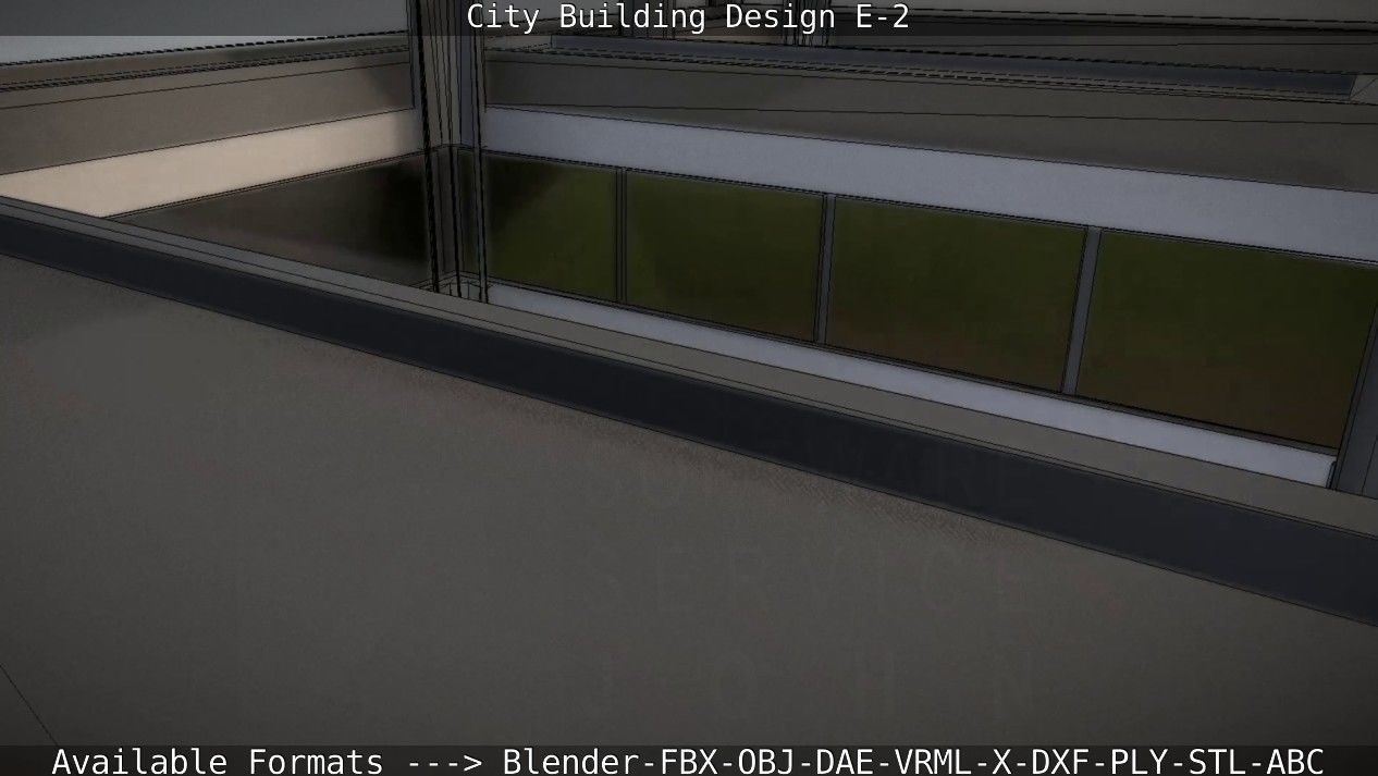 City Building Design E-2  Low-poly 3D model_50