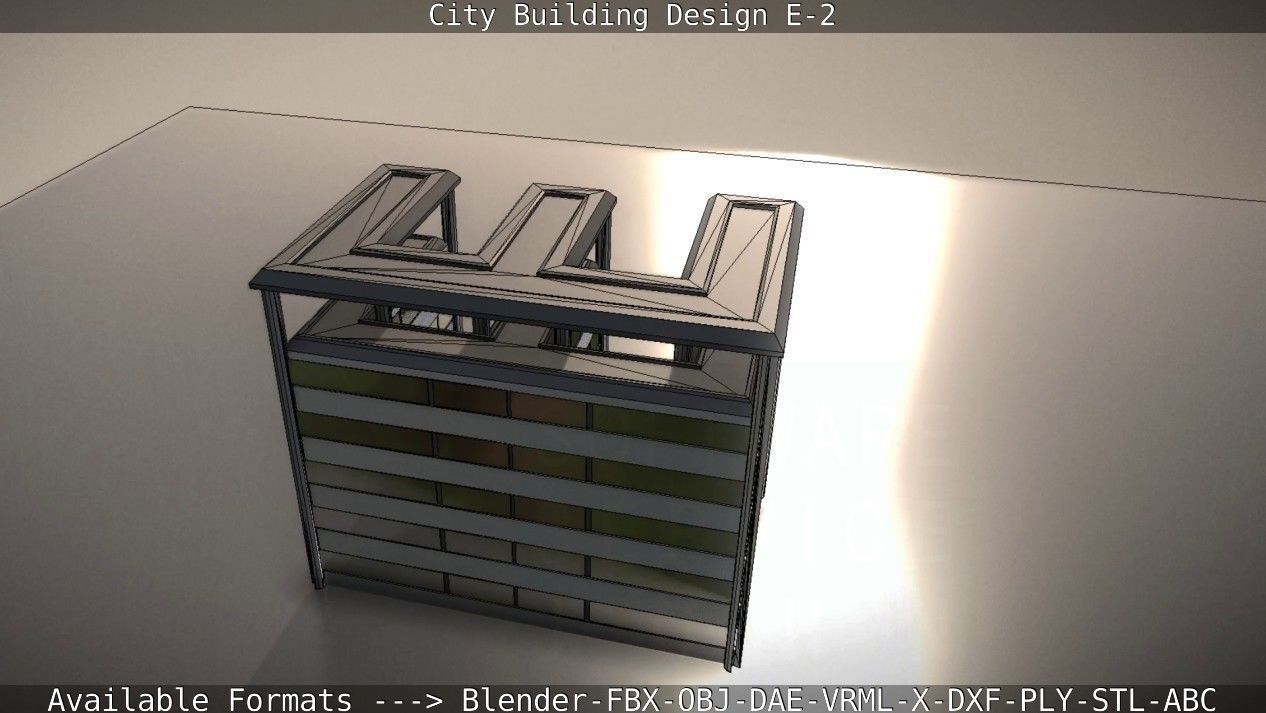 City Building Design E-2  Low-poly 3D model_94