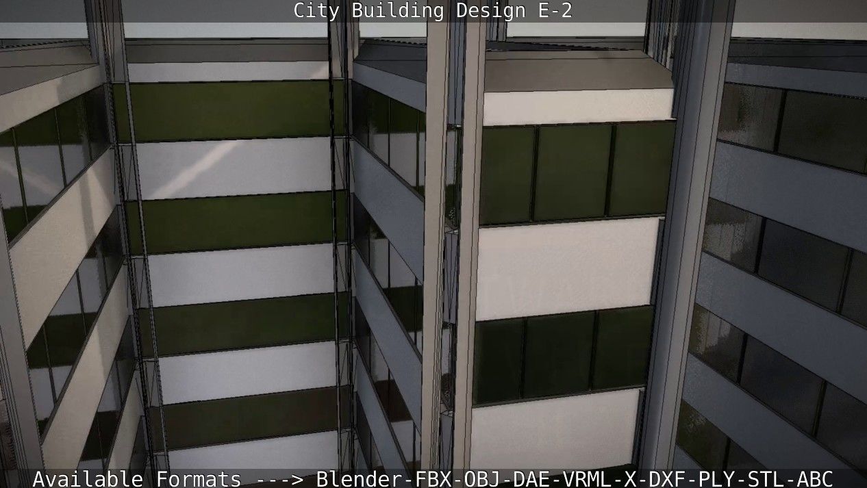City Building Design E-2  Low-poly 3D model_39