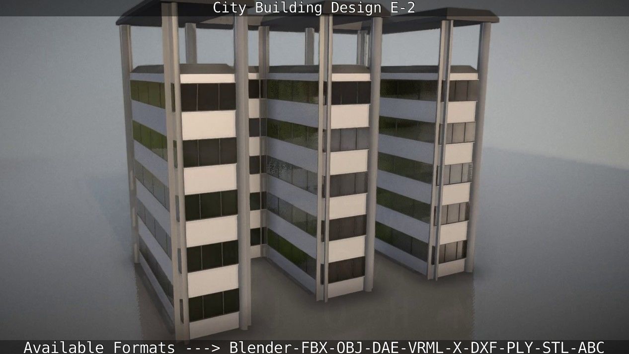 City Building Design E-2  Low-poly 3D model_75