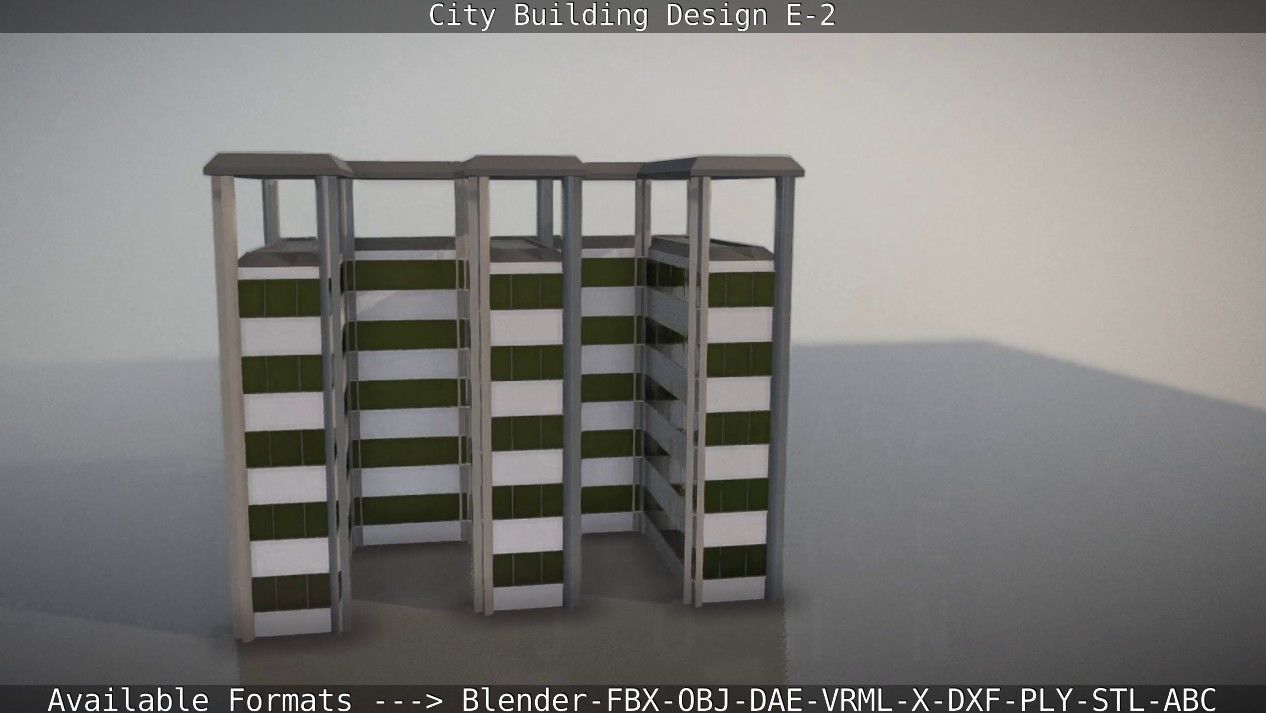 City Building Design E-2  Low-poly 3D model_14