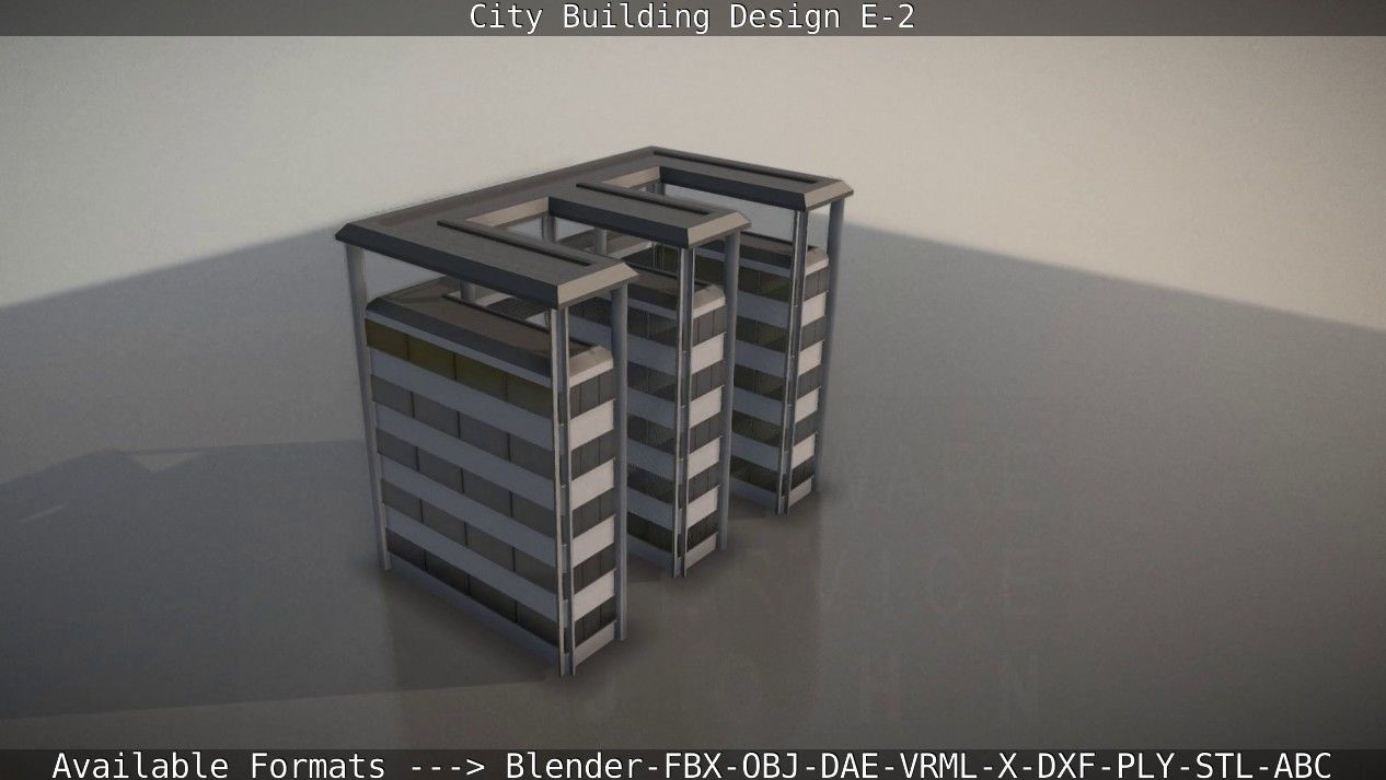 City Building Design E-2  Low-poly 3D model_34