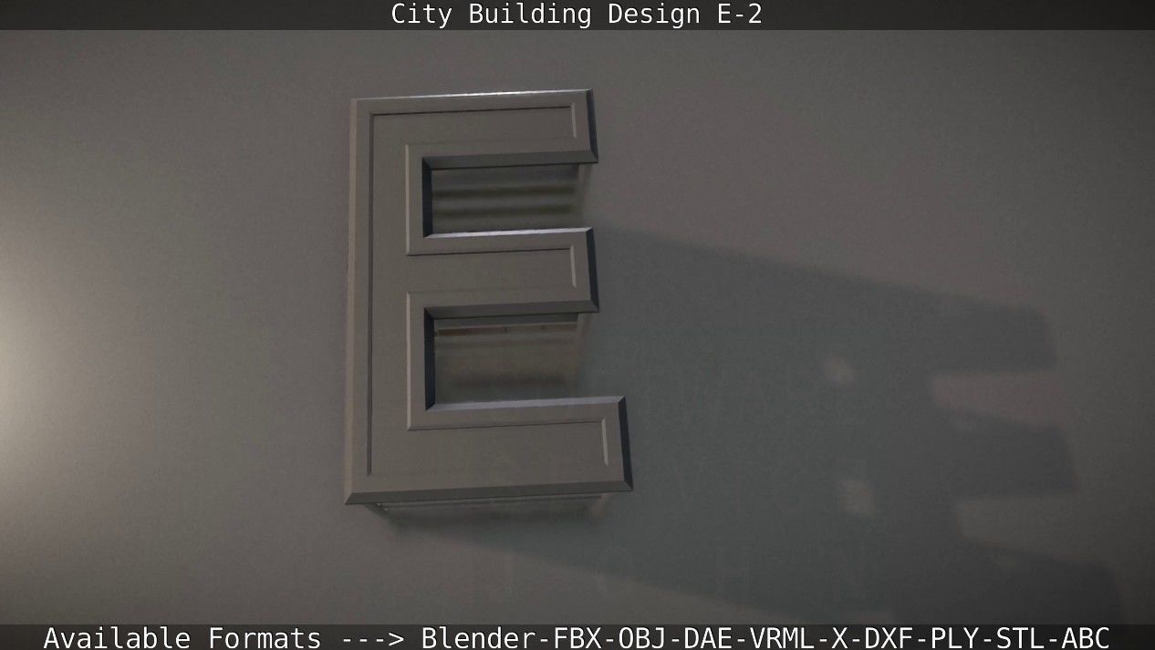City Building Design E-2  Low-poly 3D model_29