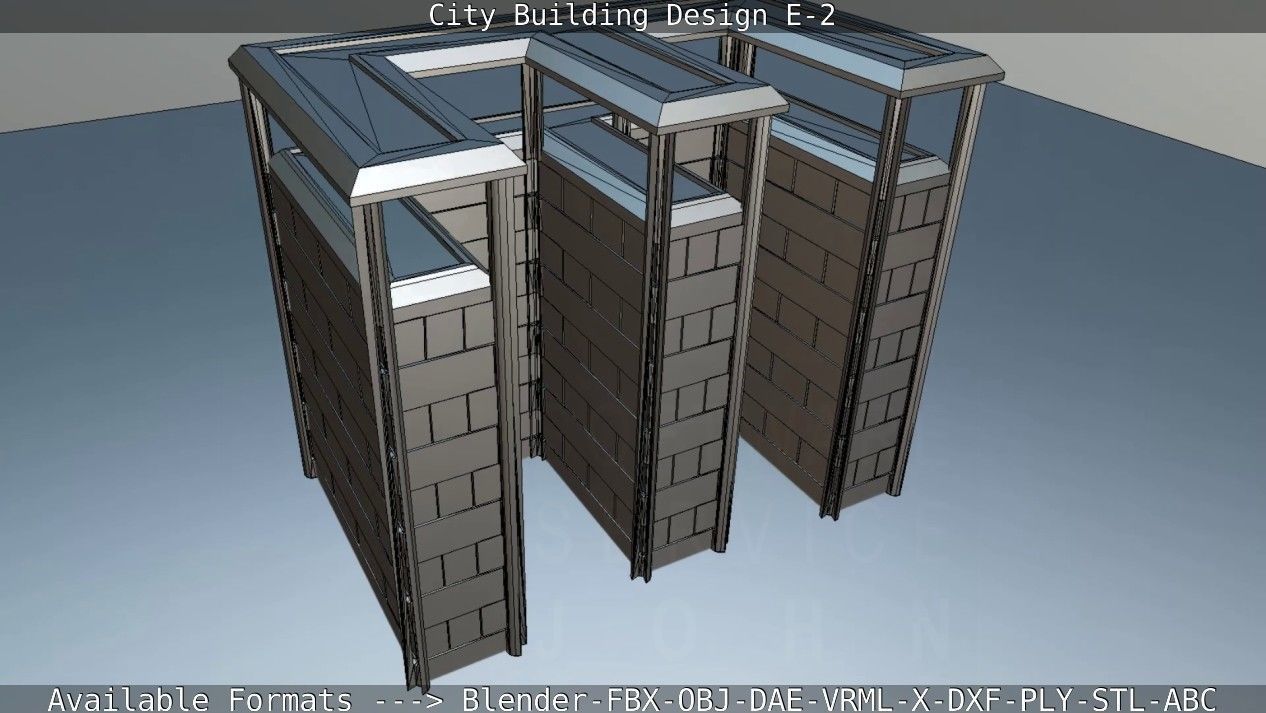 City Building Design E-2  Low-poly 3D model_56