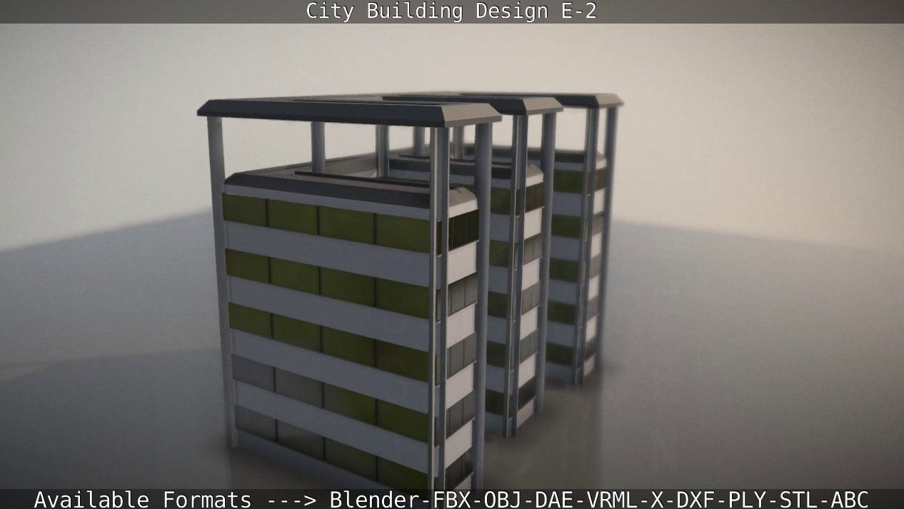 City Building Design E-2  Low-poly 3D model_36