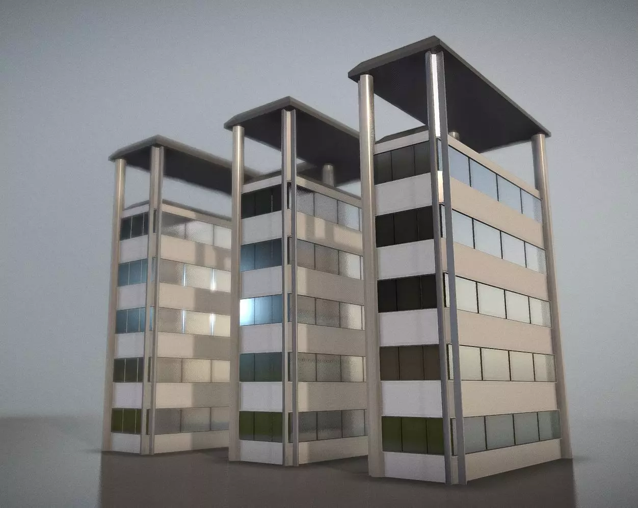 City Building Design E-2  Low-poly 3D model_0