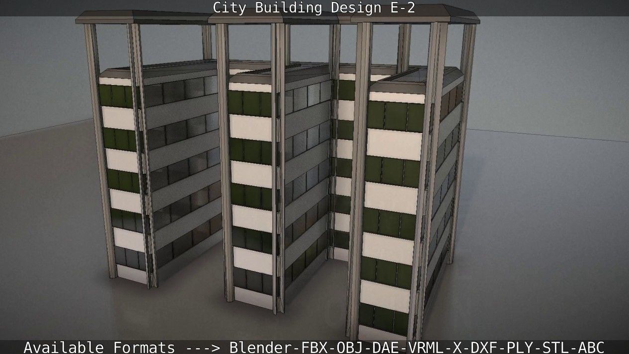 City Building Design E-2  Low-poly 3D model_73