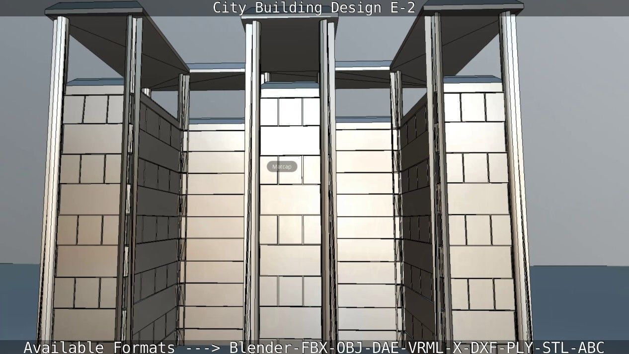 City Building Design E-2  Low-poly 3D model_54